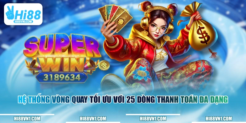 Hệ thống vòng quay tối ưu với 25 dòng thanh toán đa dạng 